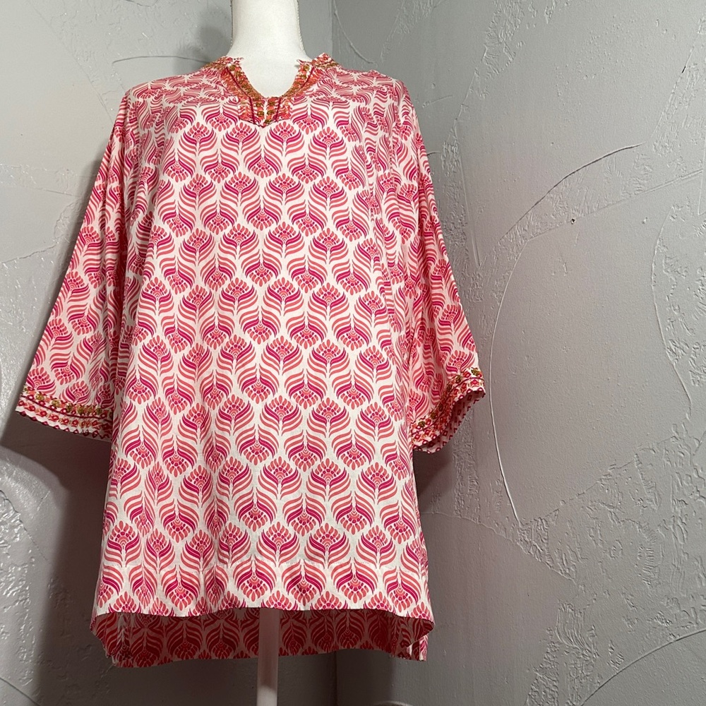 Foxcroft Pink and White Patterned Blouse - Picture 9 of 14
